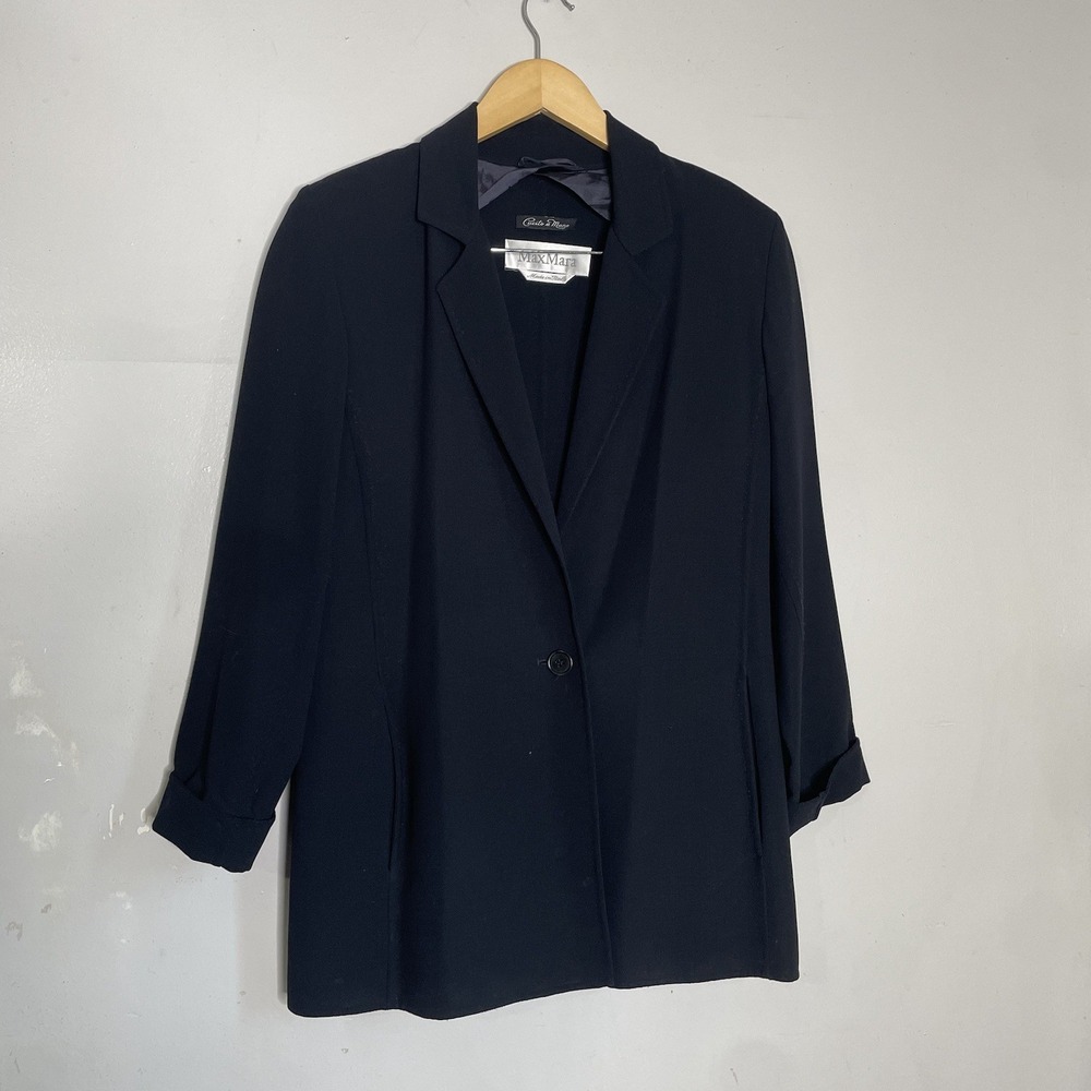 MaxMara‎ Navy Single Button Wool Blend Blazer Wom… - image 2